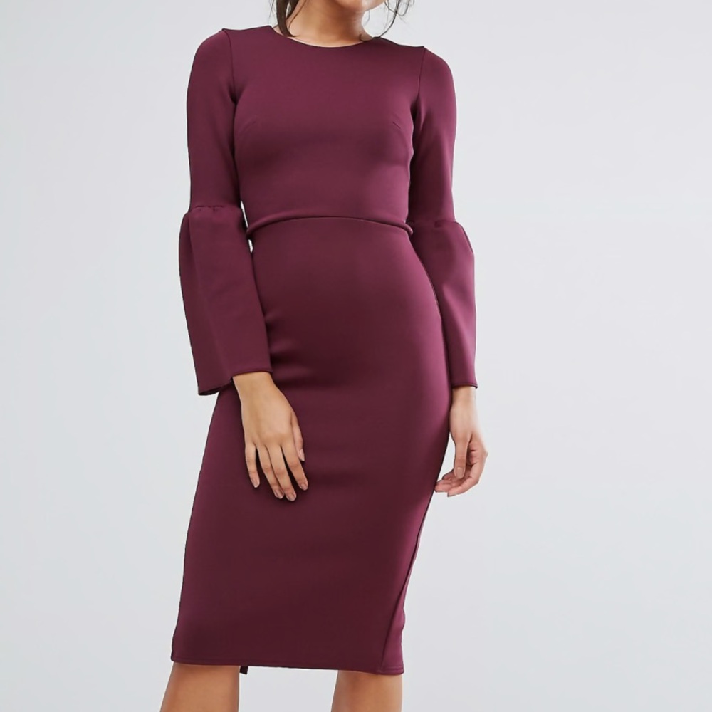 True violet berry structure flutter sleeve midi dress size 10  new